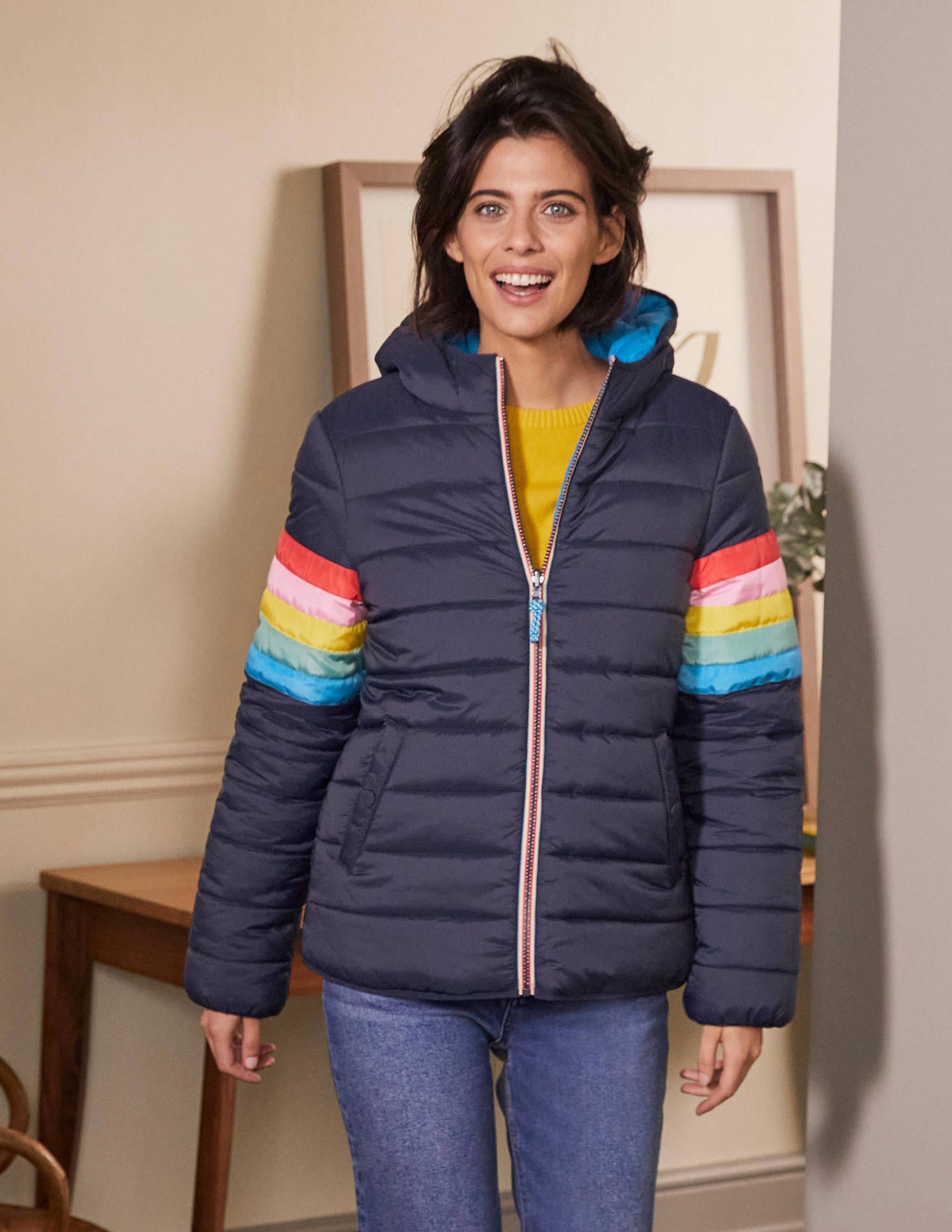 Wendbare Steppjacke-Navy/Marokkoblau, Gestreift - Image 4
