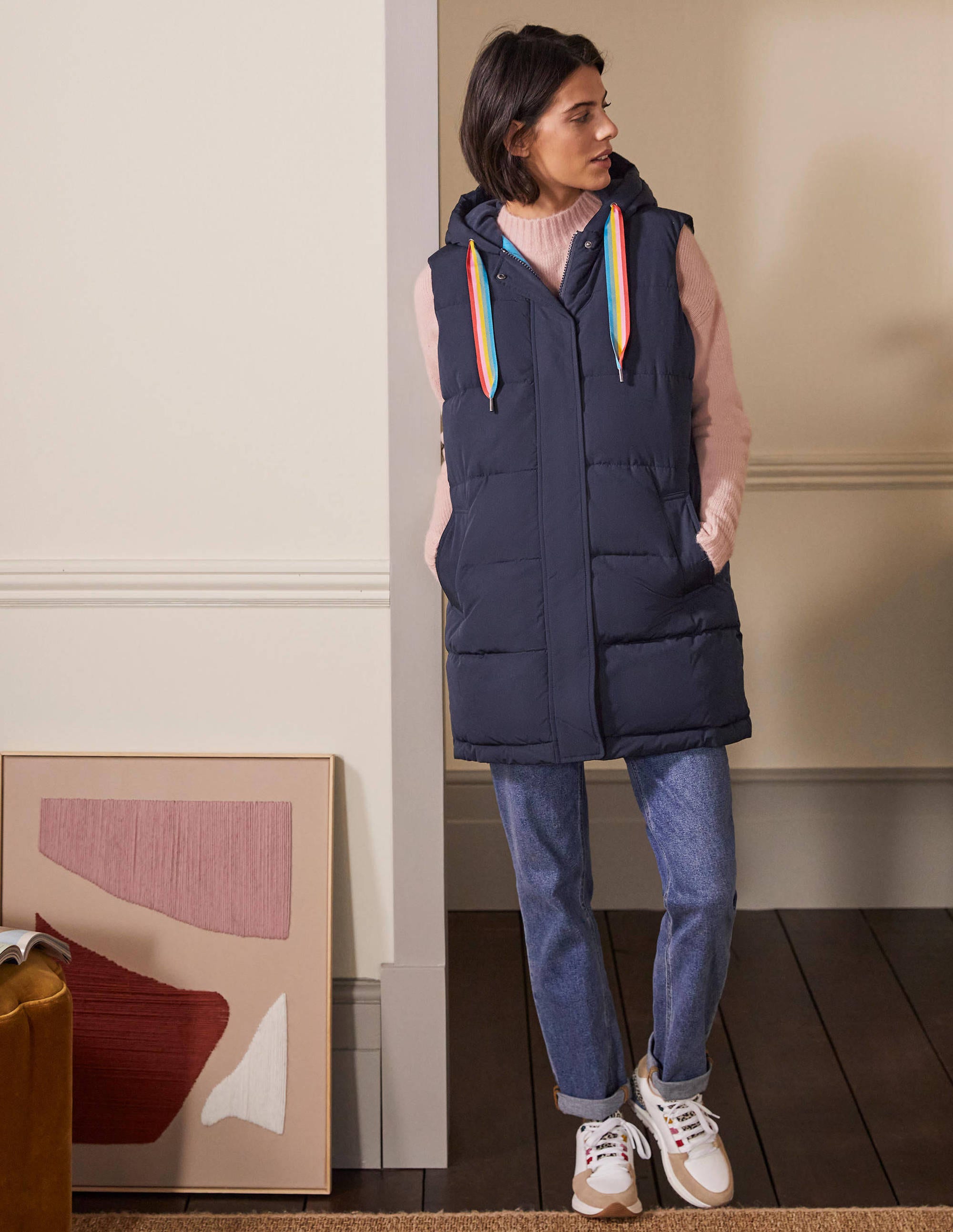 Lange Steppweste-Navy/Marokkoblau - Image 4