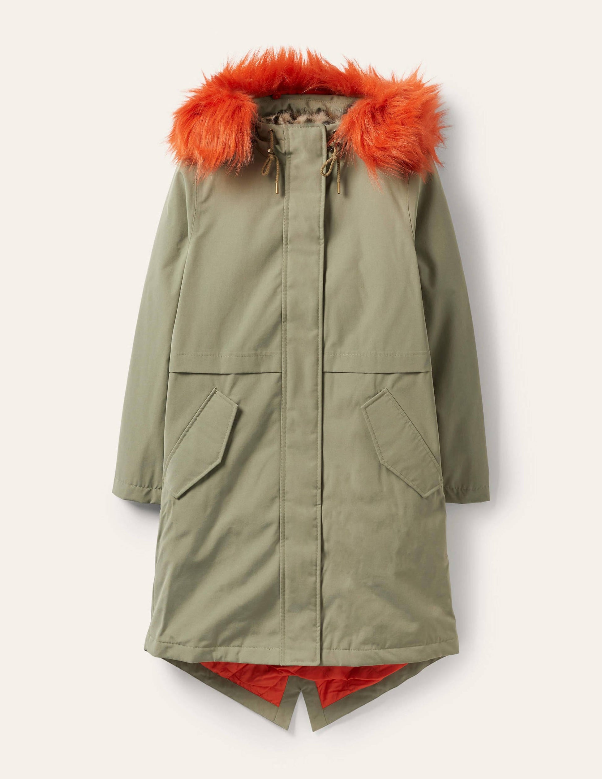 Wasserdichter Parka mit Kunstfell-Klassisches Khaki-7