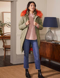 Wasserdichter Parka mit Kunstfell-Klassisches Khaki