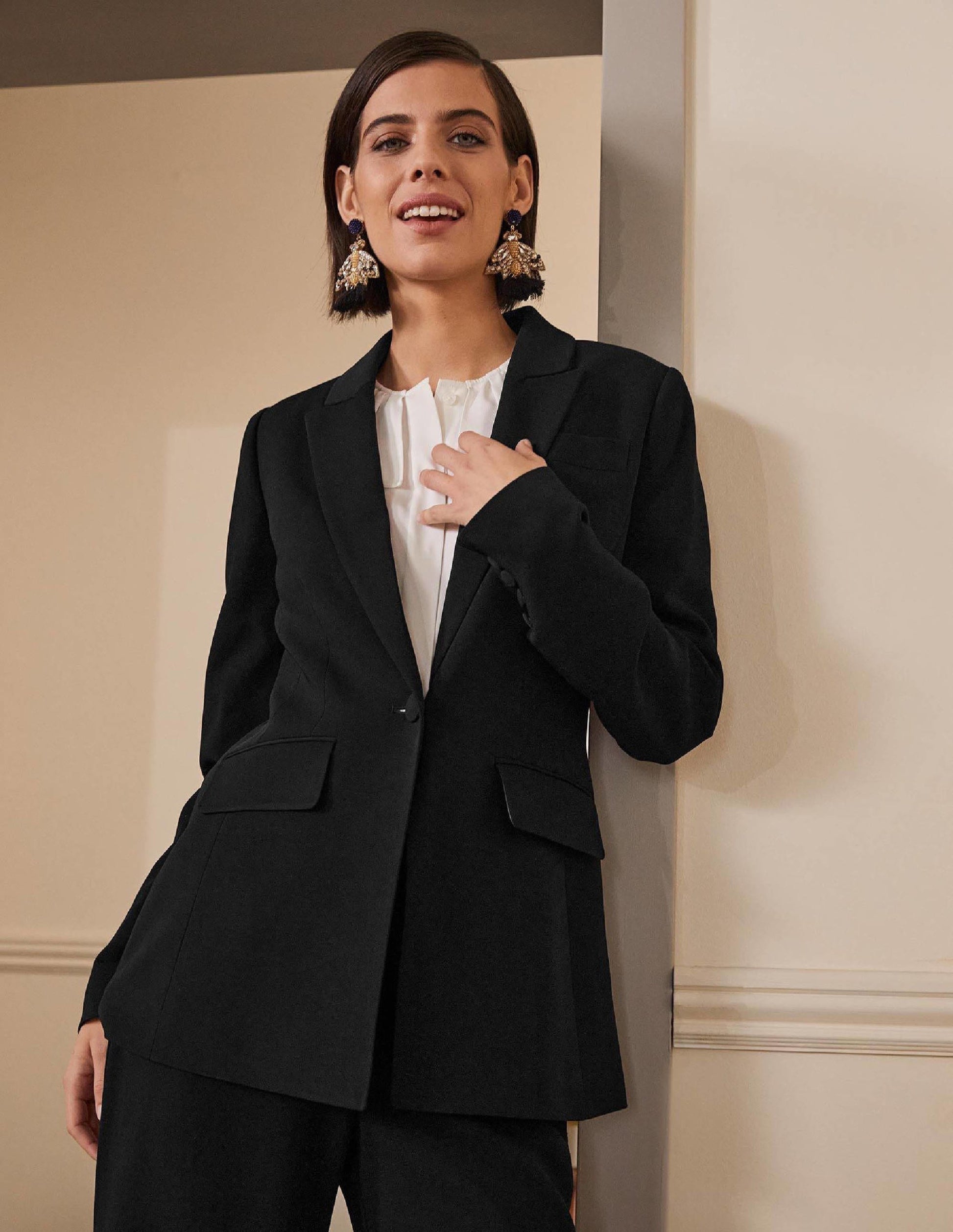 Taillierte Smoking-Jacke-Schwarz-1