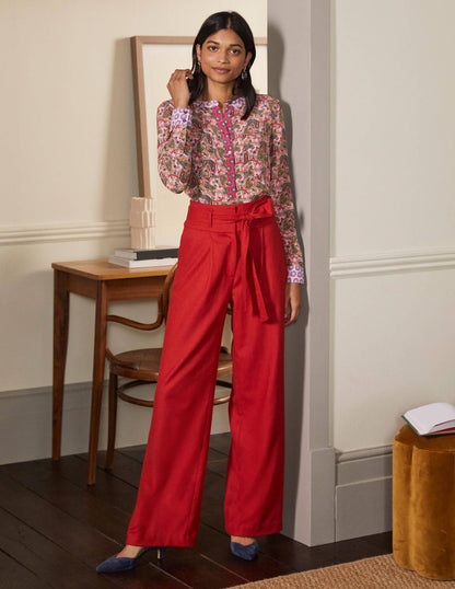 Blouse sans col en soie-Rose formica-3