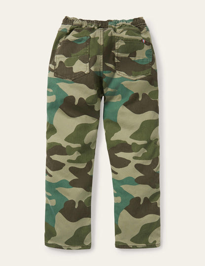 Lässige schmale Hose zum Hineinschlüpfen-Grün, Camouflagemuster