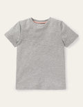 T-shirt délavé en tissu flammé-Gris chiné