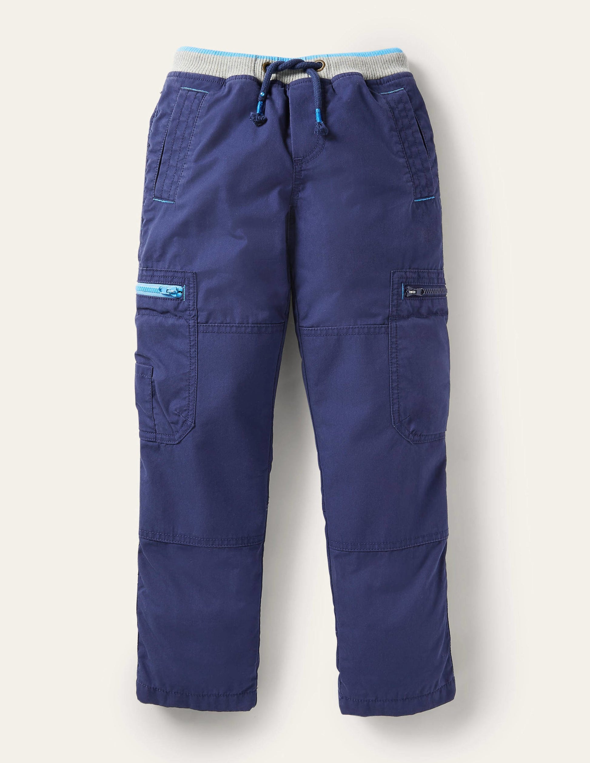 Navy Draw String Cargo Trousers-Bleu marine universitaire-1