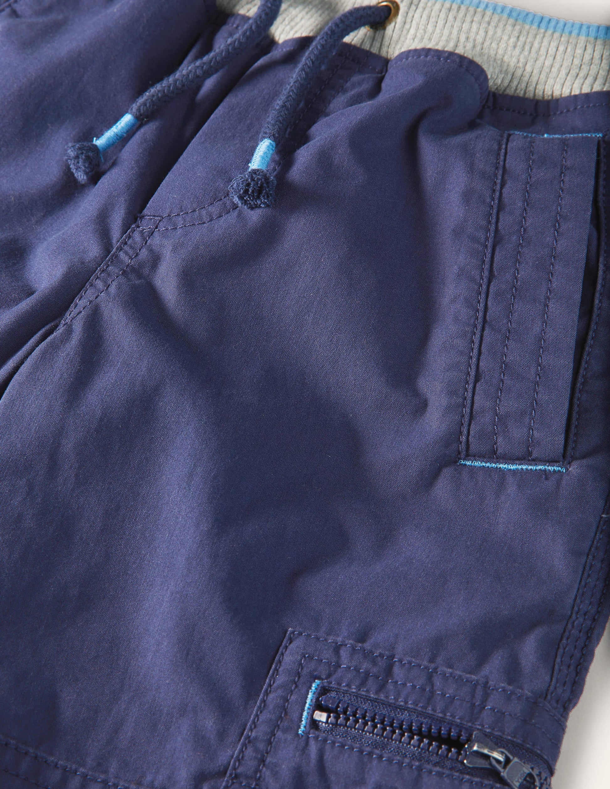 Navy Draw String Cargo Trousers-Bleu marine universitaire-3