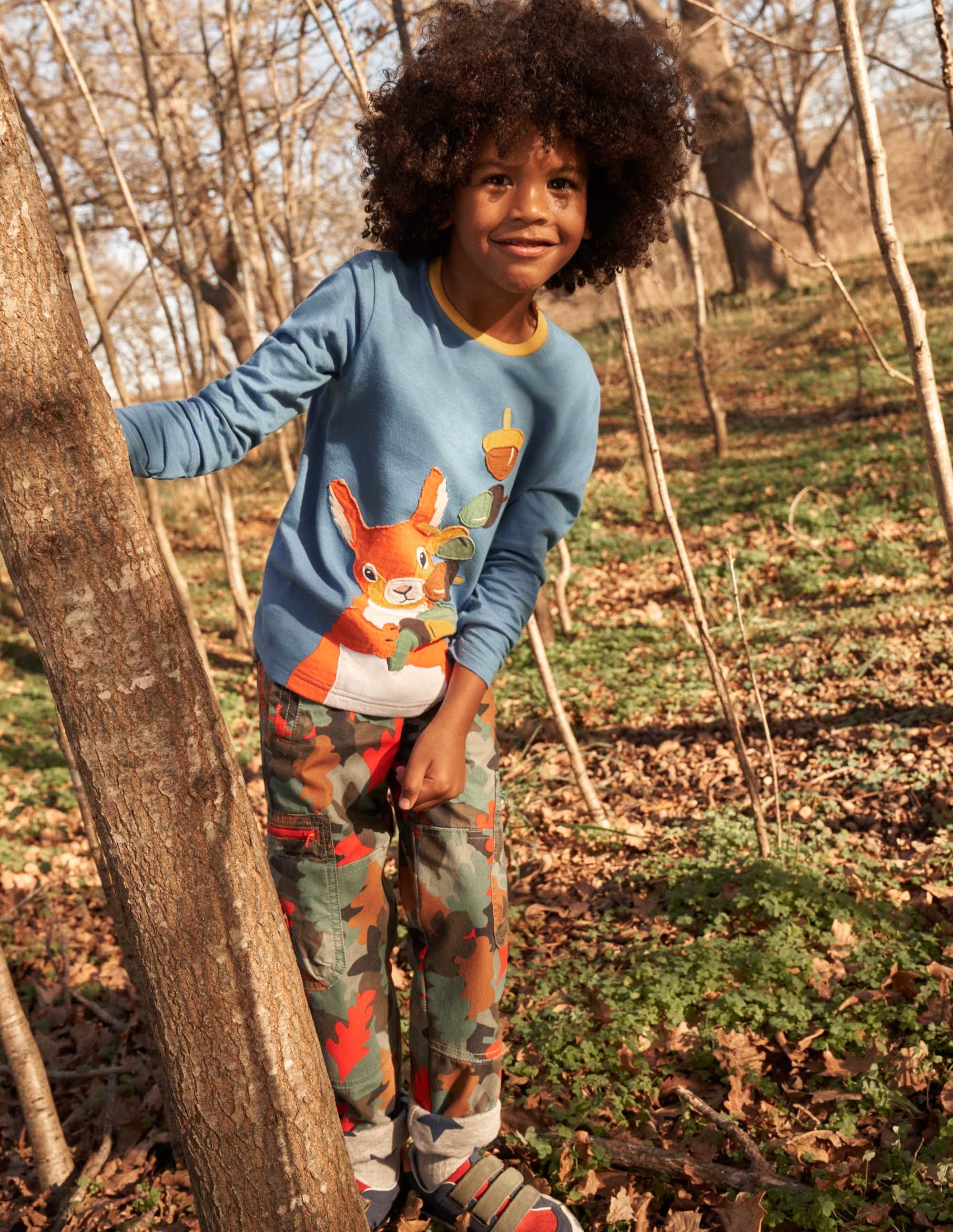 Cosy Lined Cargo Trousers-Rosemary Autumn Leaf Camo - Image 4