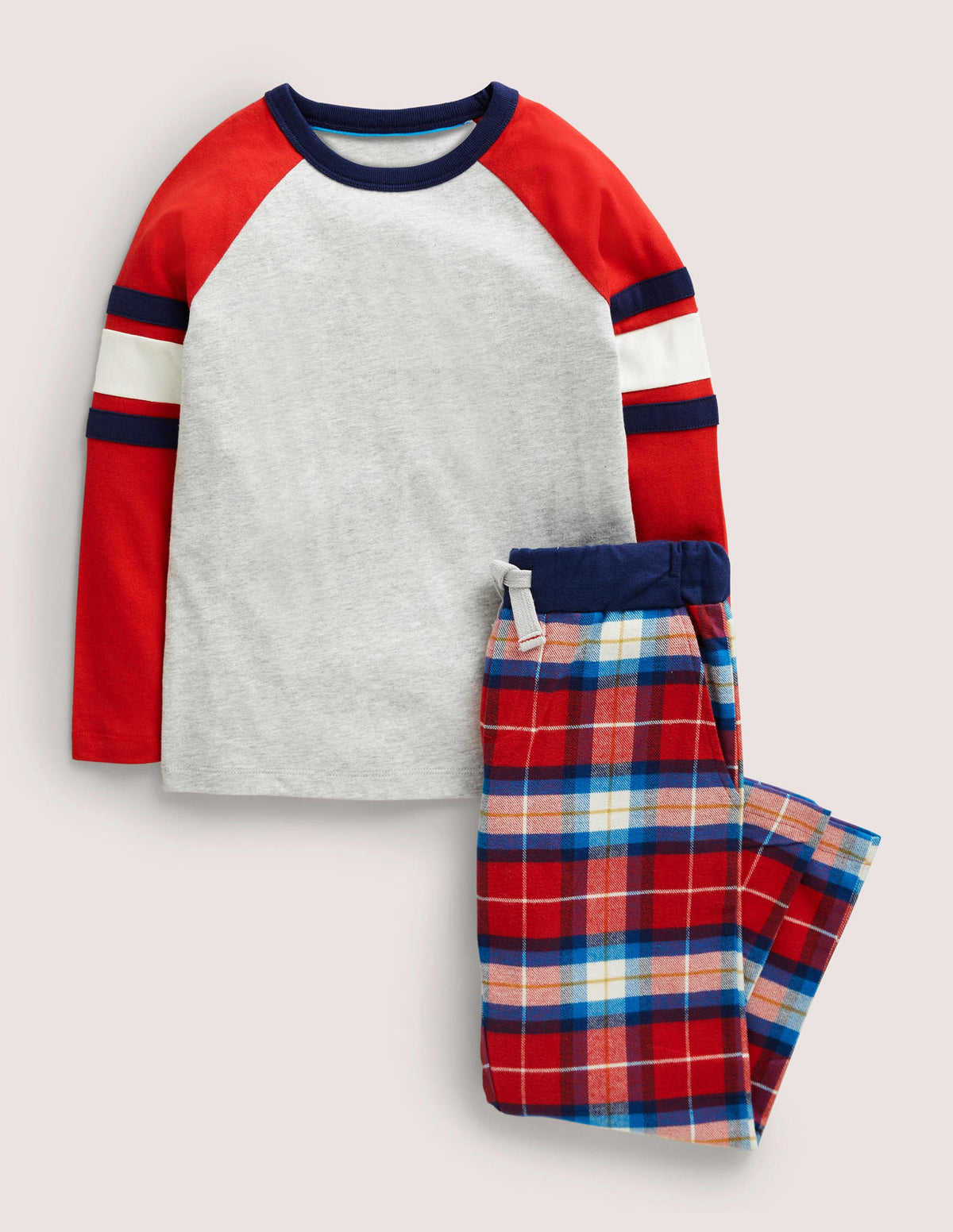 Cosy Brushed Pyjama Set-Ivory/Rockabilly Red - Image 1