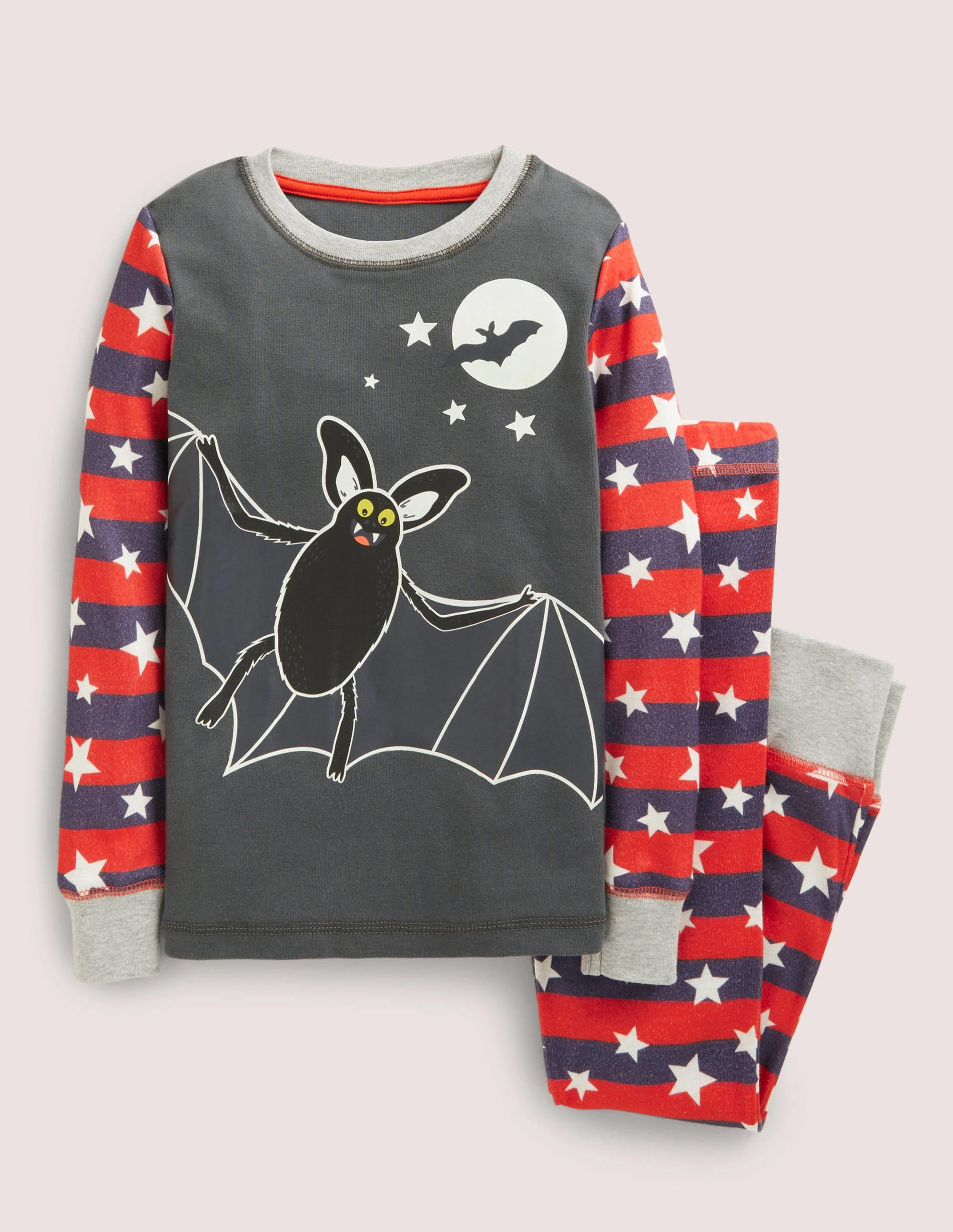 Grey Bat Glow-in-the-dark Halloween Pyjamas-Smoke Grey Bat - Image 1