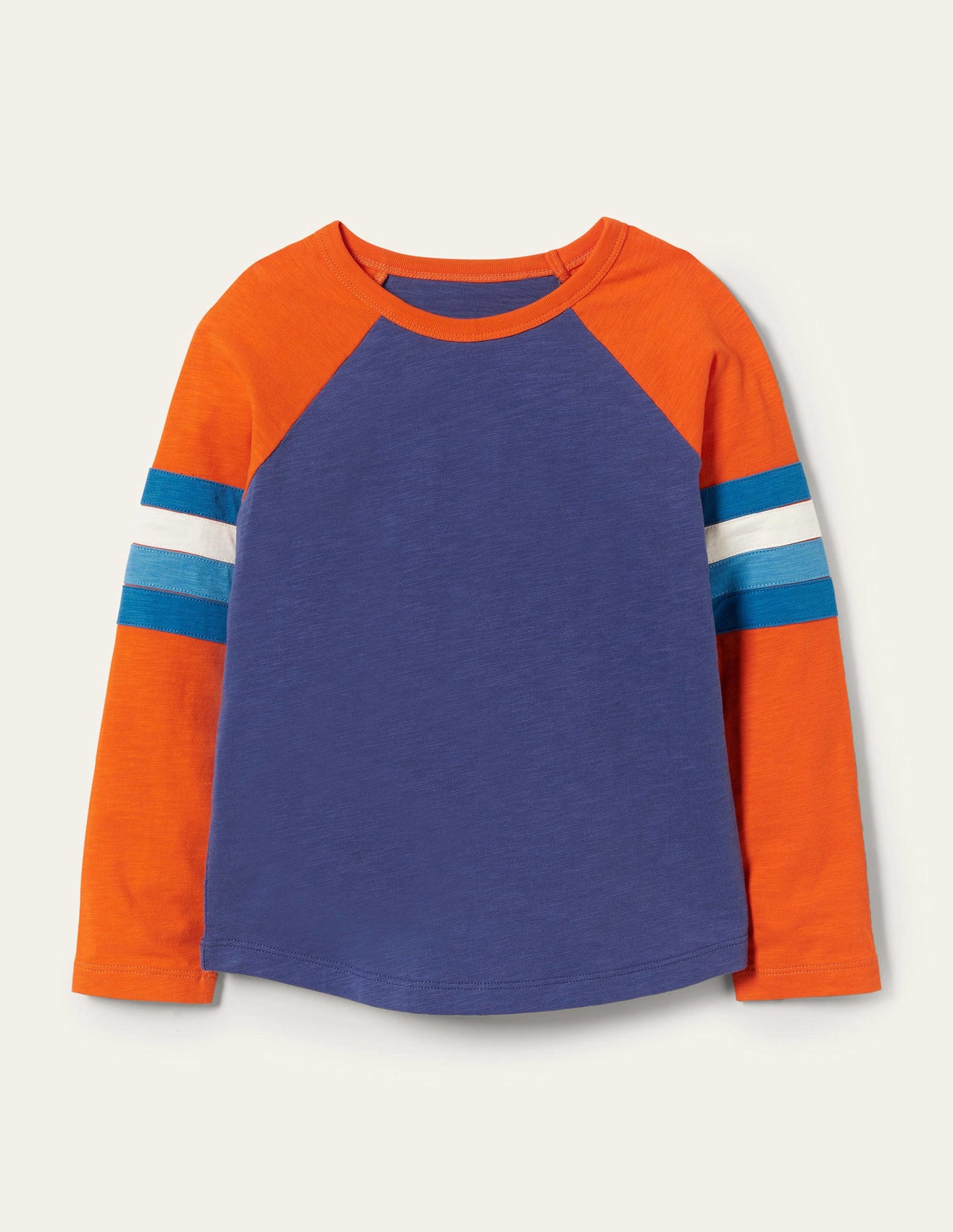 Raglan-Oberteil-Segelblau/Orange