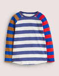 Raglan-Oberteil-Segelblau/Bunt