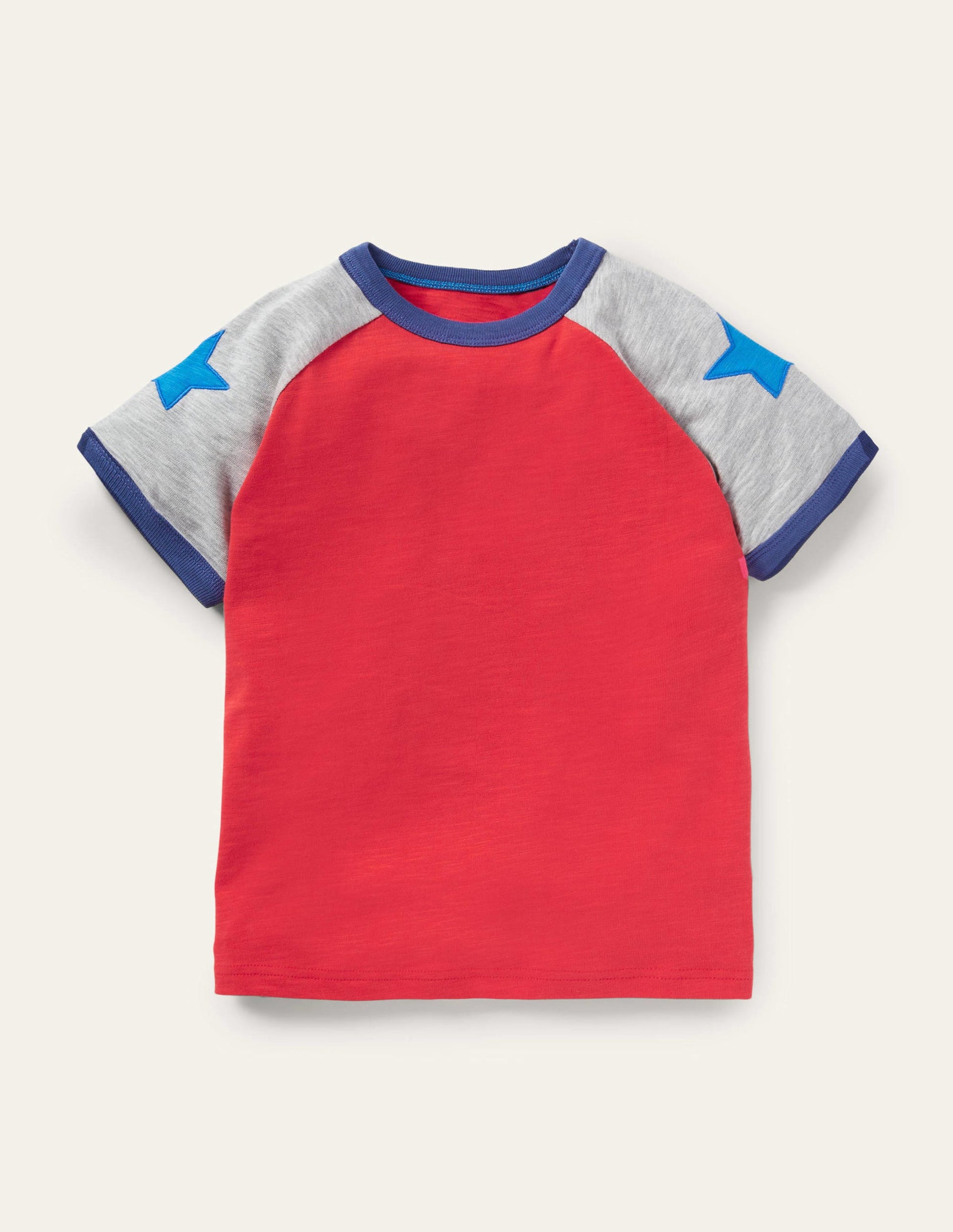 T-shirt à manches raglan colourblock-Étoiles rouge feu-1