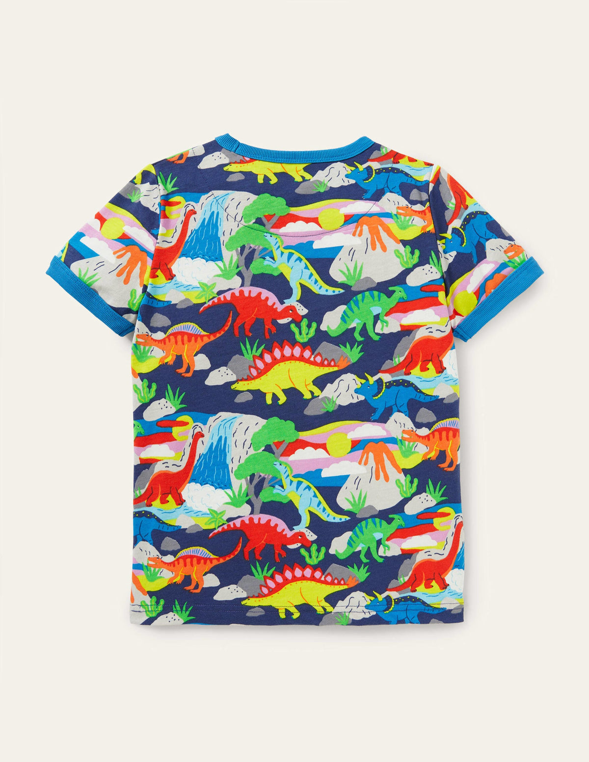 Gemustertes T-Shirt mit Hals- und Ärmelbündchen-Bunt, Dinosaurier-2