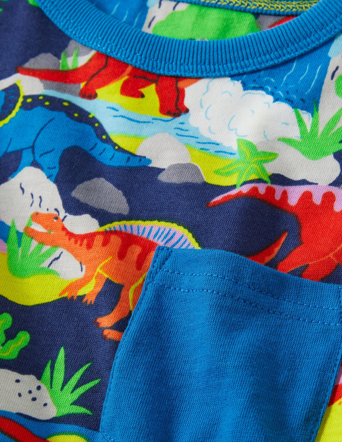 Gemustertes T-Shirt mit Hals- und Ärmelbündchen-Bunt, Dinosaurier - Image 3
