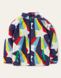 Blue Star Print Zip-up Fleece Jacket-Segelblau, Sternschnuppe