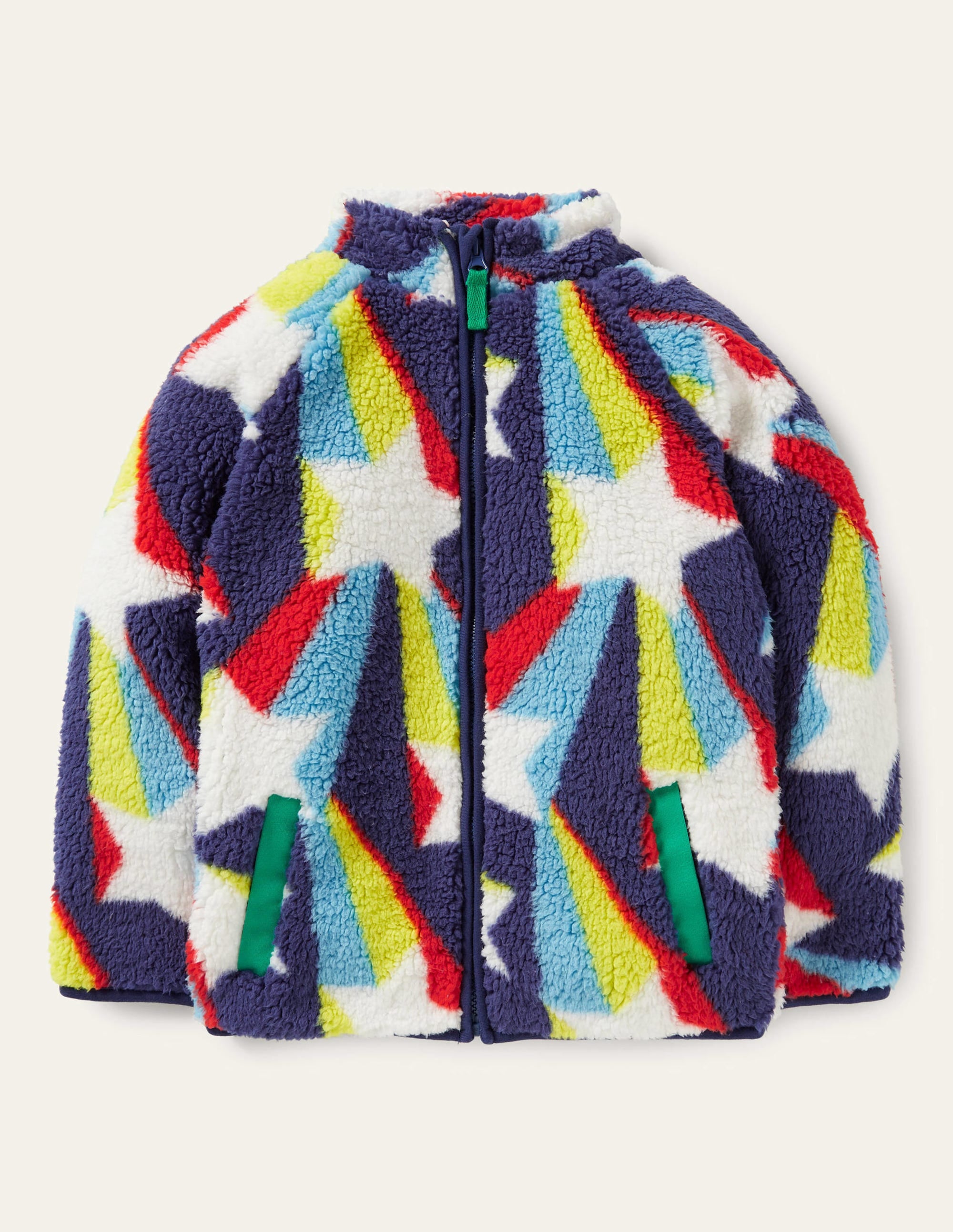 Blue Star Print Zip-up Fleece Jacket-Segelblau, Sternschnuppe - Image 1