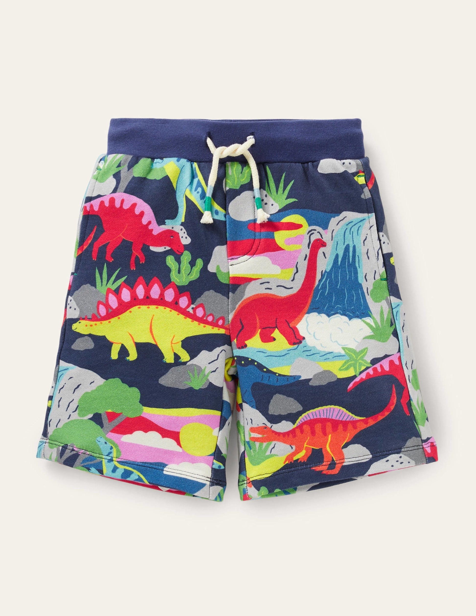 Short de survêtement imprimé-Motif Dino Sunset bleu tribord-1