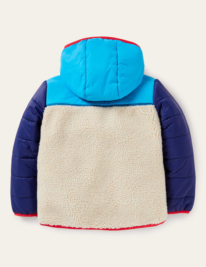 Colourblock Zip-up Fleece Jacket-Bunt, Blockfarben
