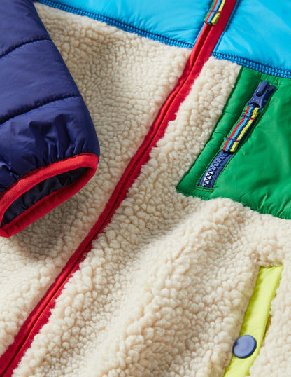Colourblock Zip-up Fleece Jacket-Bunt, Blockfarben