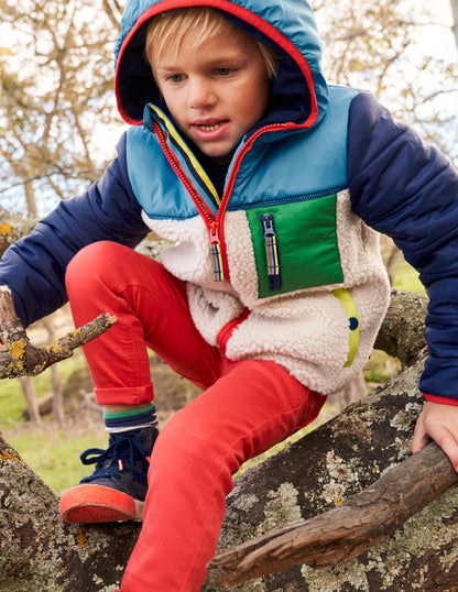 Colourblock Zip-up Fleece Jacket-Bunt, Blockfarben