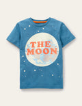 Im Dunkeln leuchtendes T-Shirt-Dunkles Petrol, Mond