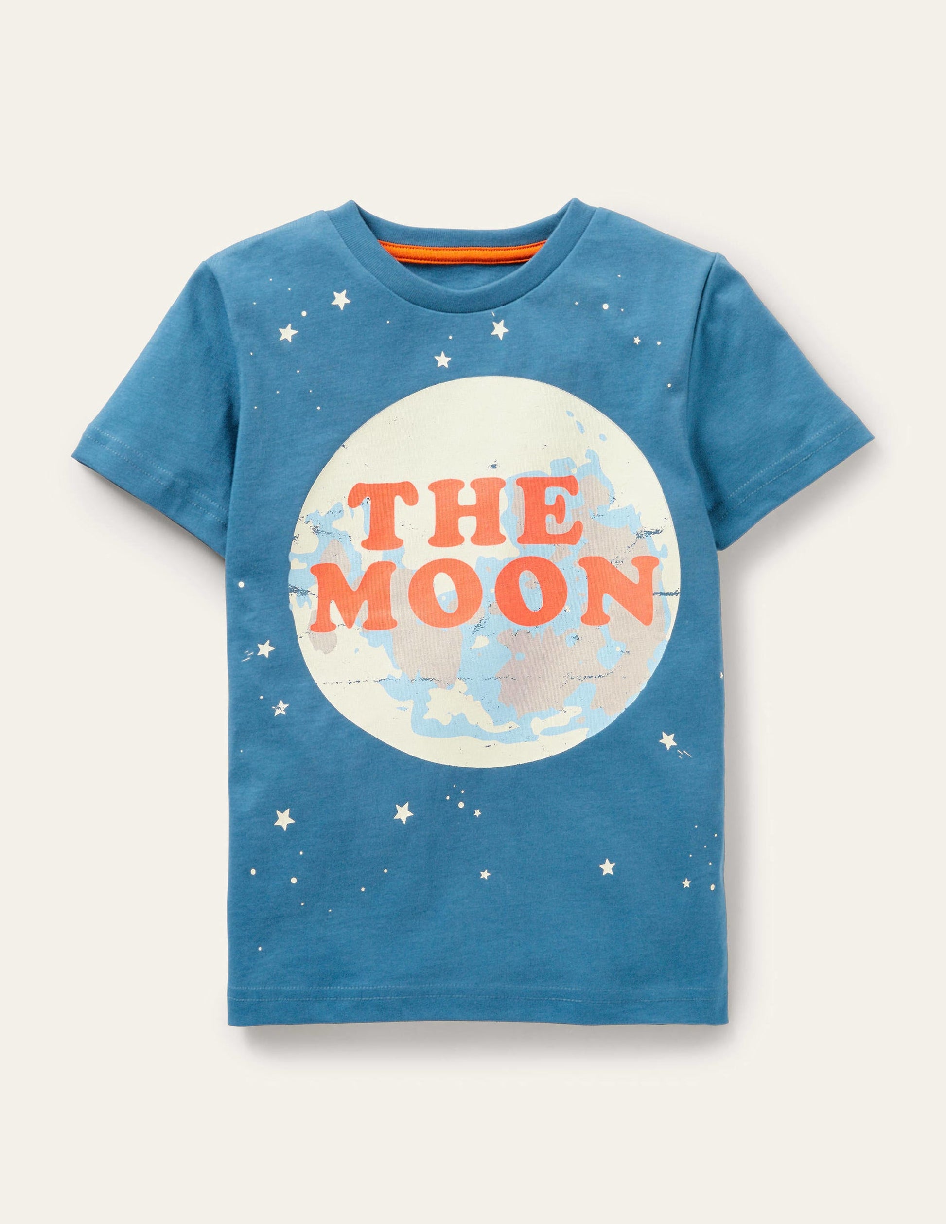 Im Dunkeln leuchtendes T-Shirt-Dunkles Petrol, Mond-1
