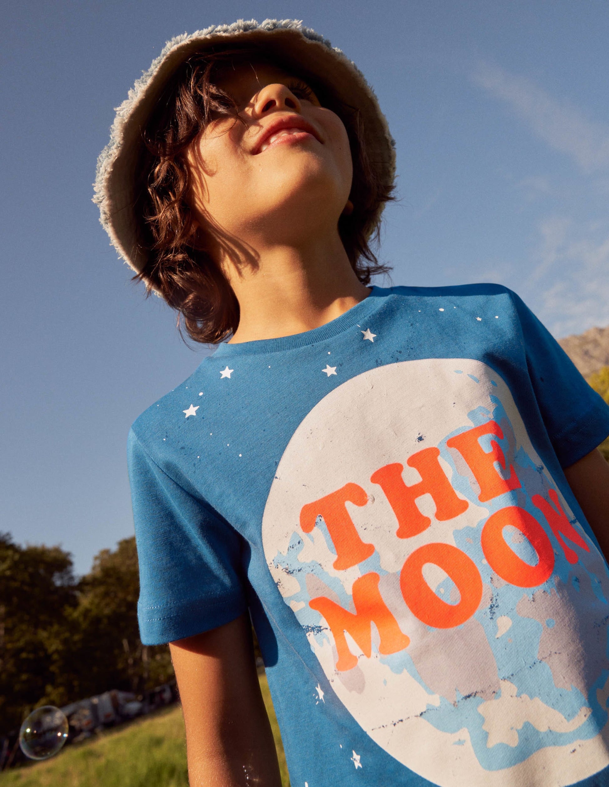 Im Dunkeln leuchtendes T-Shirt-Dunkles Petrol, Mond-8