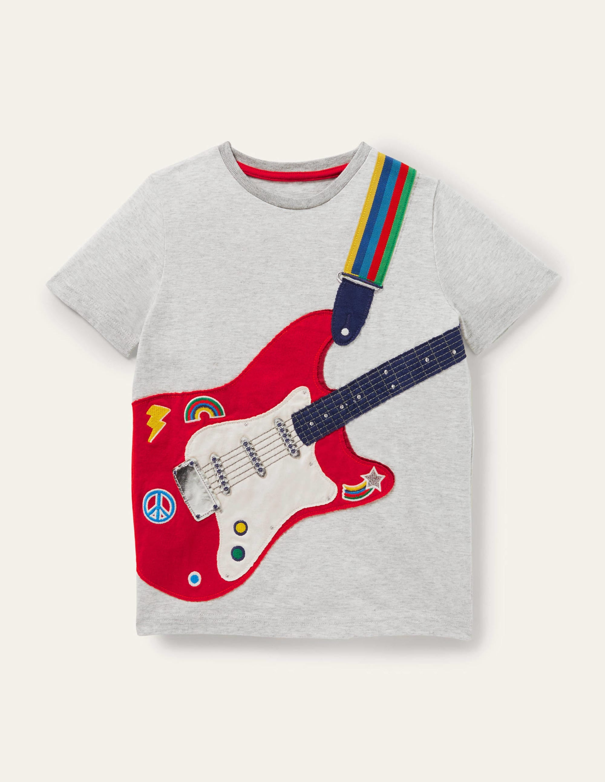 T-shirt à motif guitare recto verso-Gris chiné - Image 1