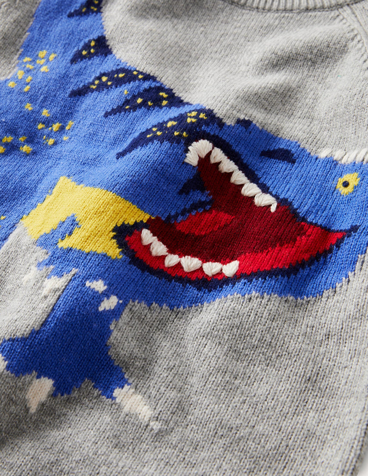 Fröhlicher Pullover-Grau Meliert, Dinosaurier-3
