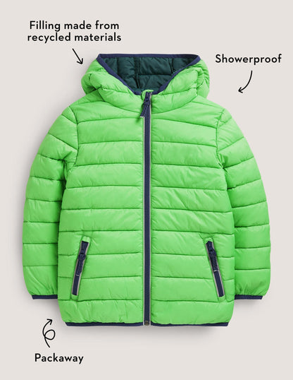 Bequeme wattierte Jacke zum Verstauen-Schottengrün-4