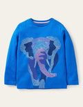 T-shirt à super surpiqûres-Éléphant bleu audacieux