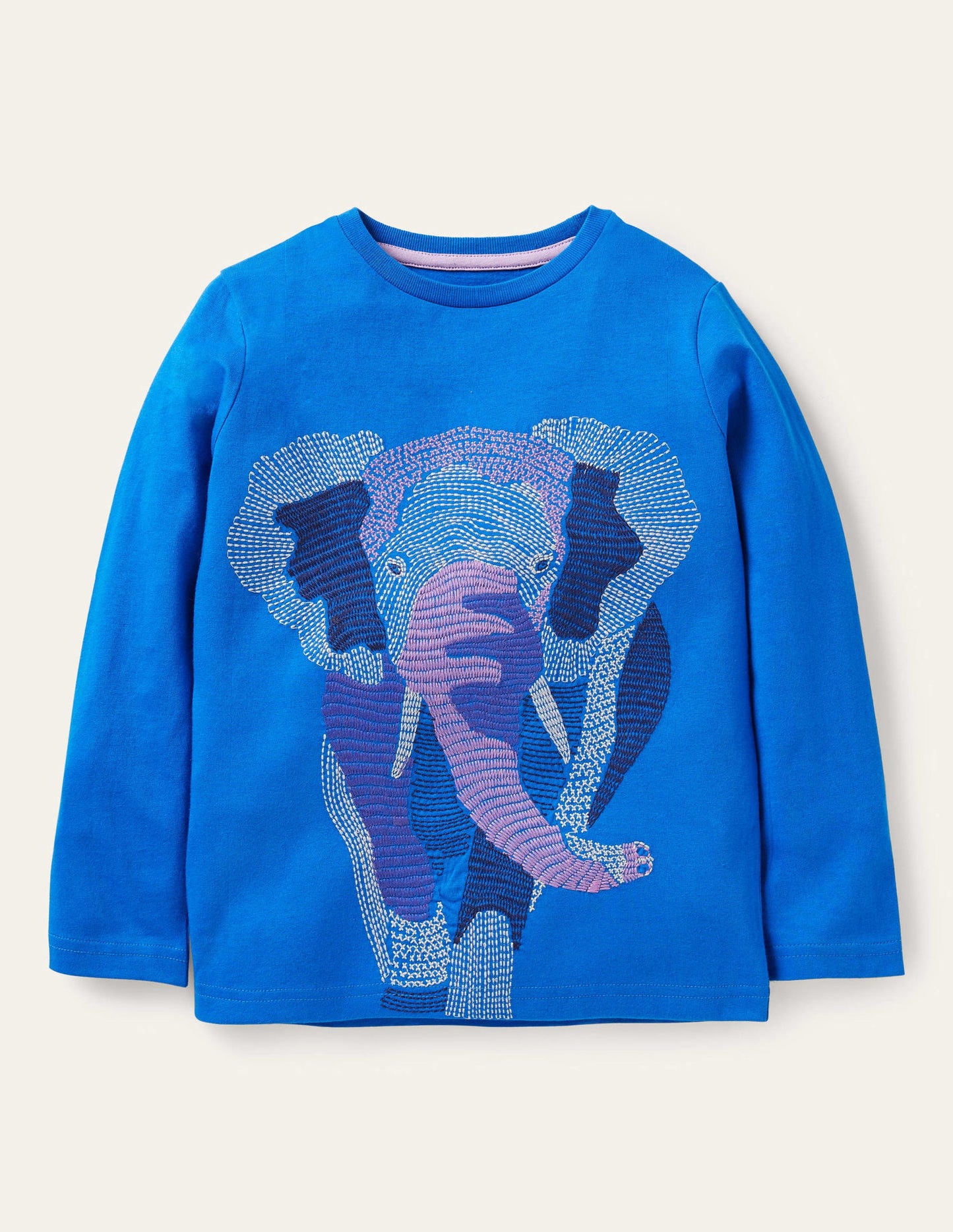 Oberteil mit Superstitch-Kräftiges Blau, Elefant