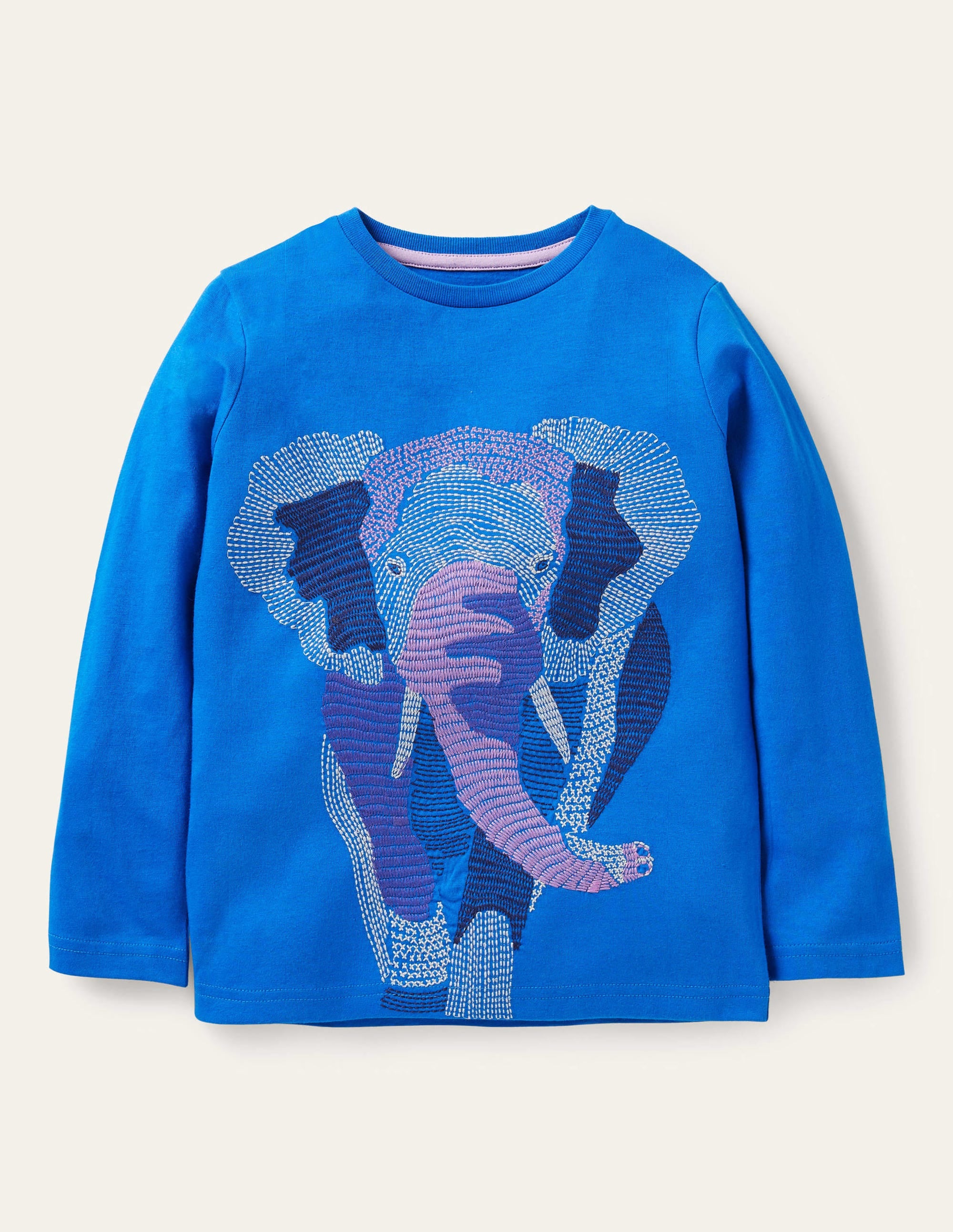 T-shirt à super surpiqûres-Éléphant bleu audacieux - Image 1
