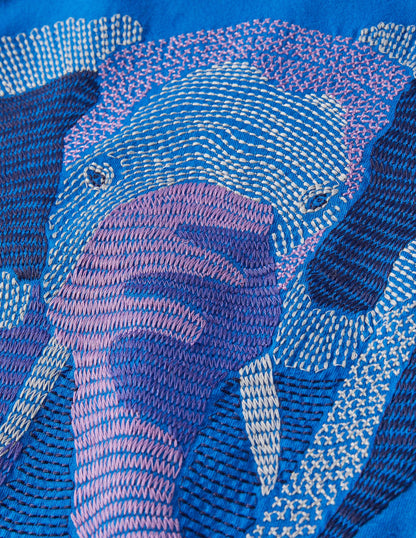Oberteil mit Superstitch-Kräftiges Blau, Elefant-3