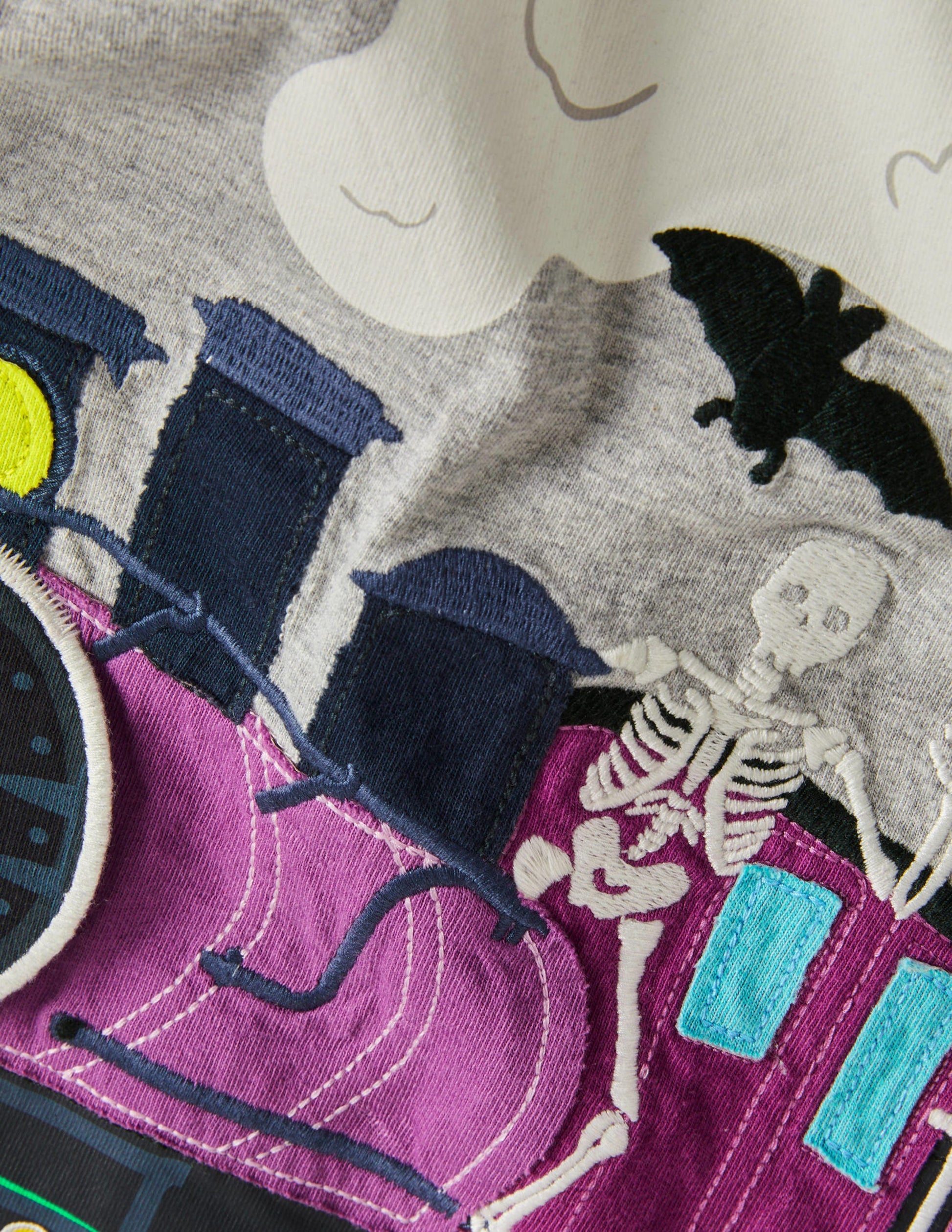 T-shirt à rabat Halloween-Train fantôme gris chiné-3