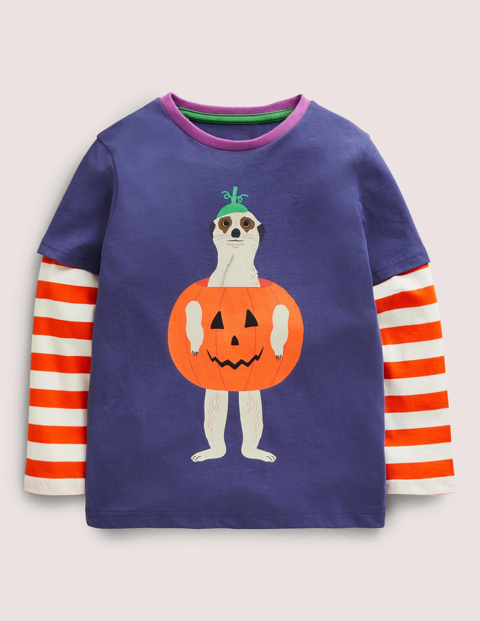 Doppellagiges Halloween-Oberteil-Navy/Naturweiß, Erdmännchen - Image 1