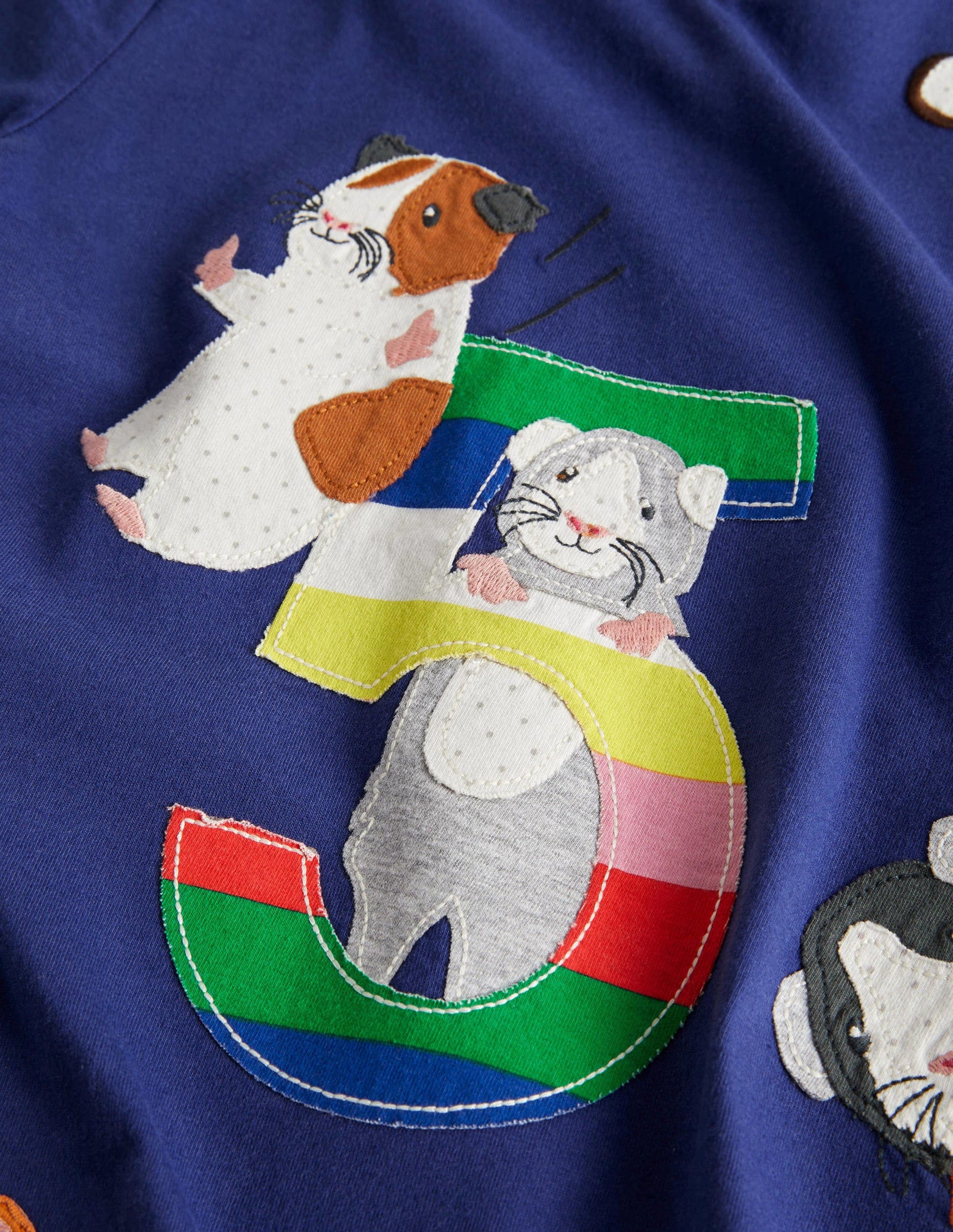Birthday Appliqué T-shirt-5 avec cochon d'Inde tribord-3