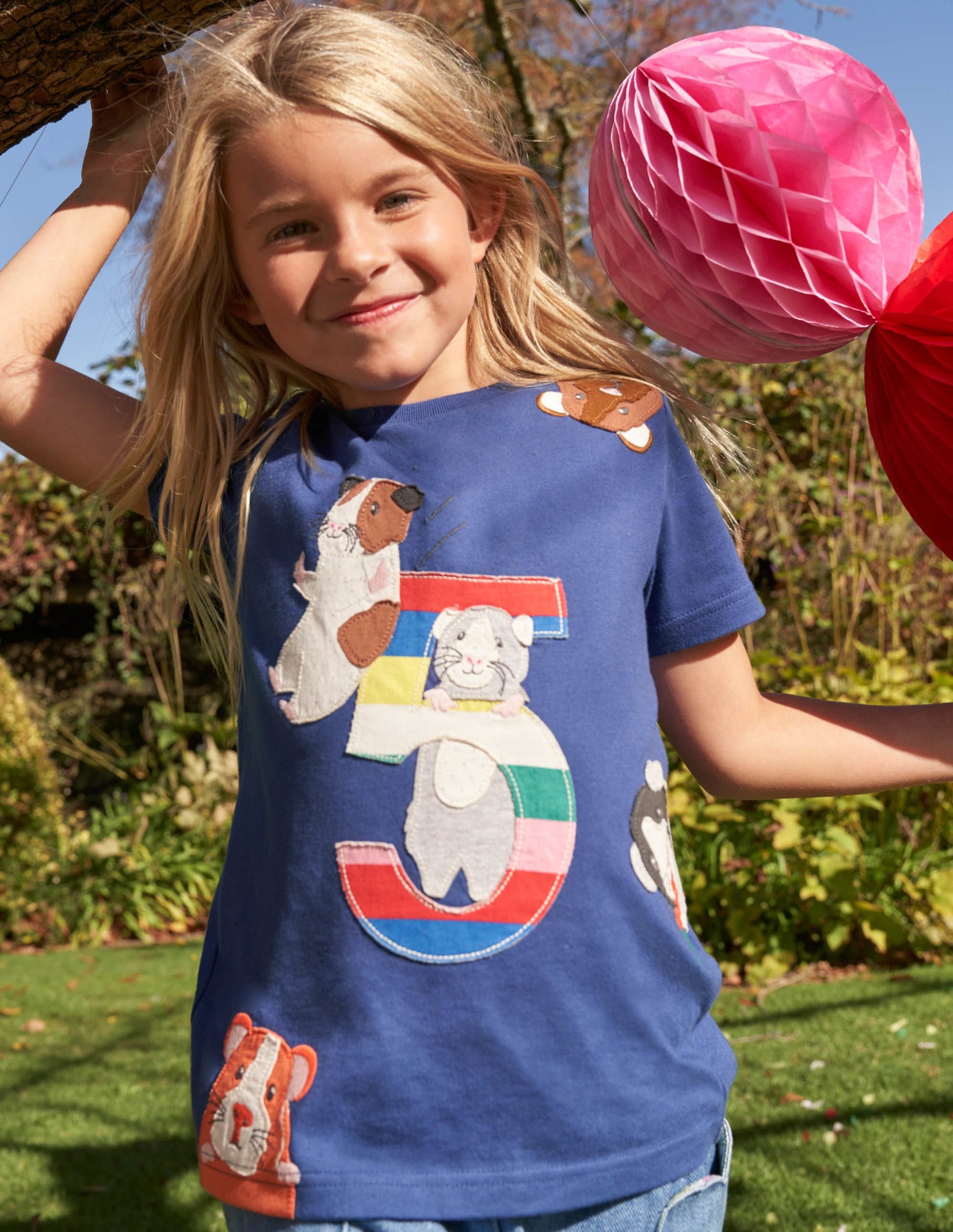 Birthday Appliqué T-shirt-5 avec cochon d'Inde tribord-4