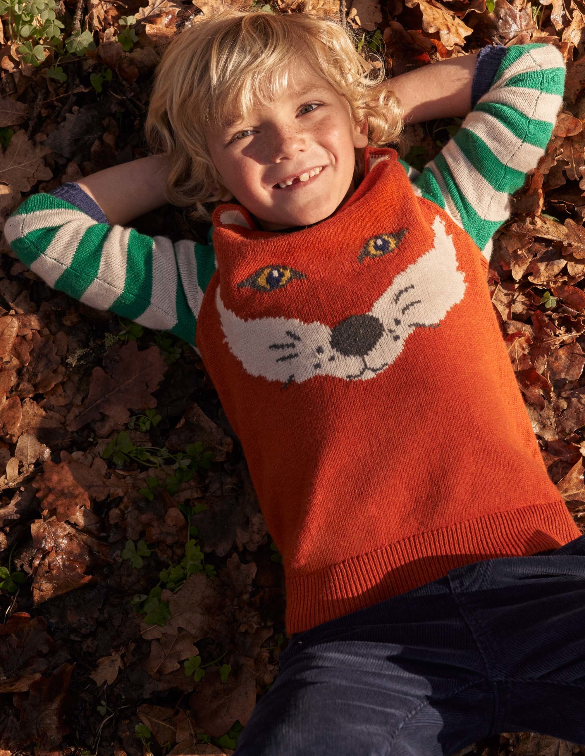 Gemusterter Pullover mit Logo-Rostorange, Fuchs - Image 4