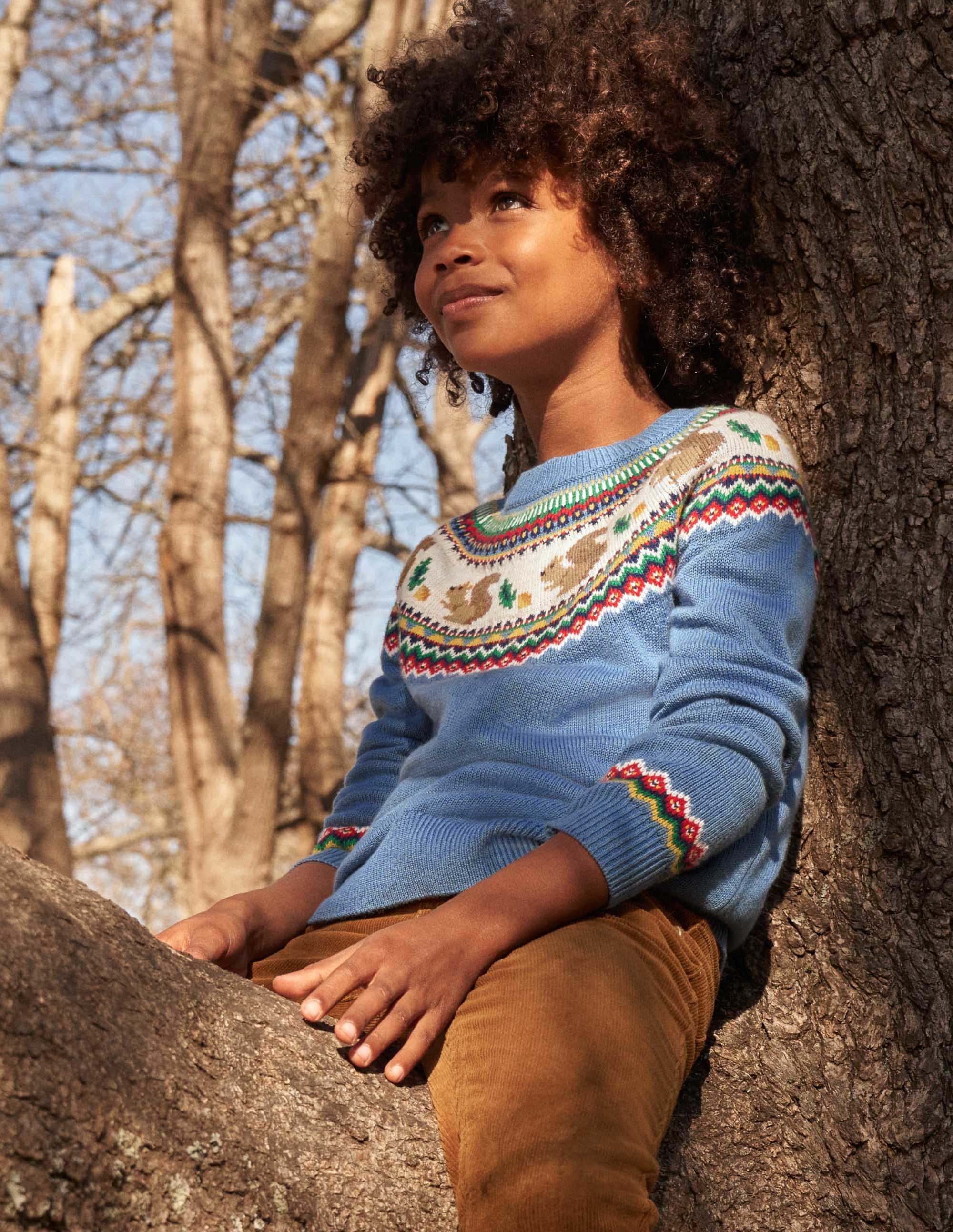 Blue Squirrel Fair Isle Jumper-Riviera Blue Woodland Fairisle - Image 5