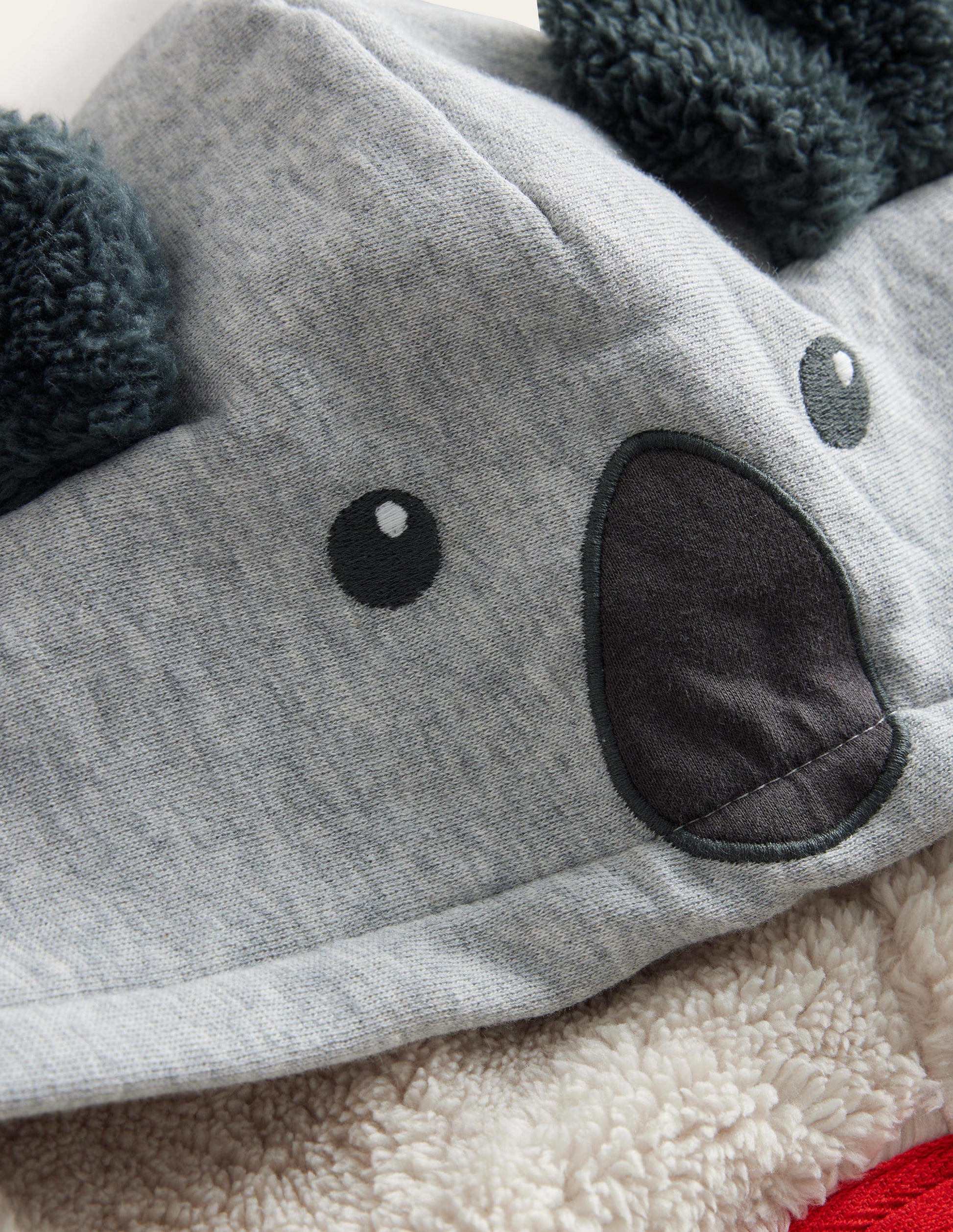 Shaggy-Lined Animal Hoodie-Grey Marl Koala-3