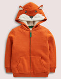Shaggy-Lined Animal Hoodie-Renard orange chiné