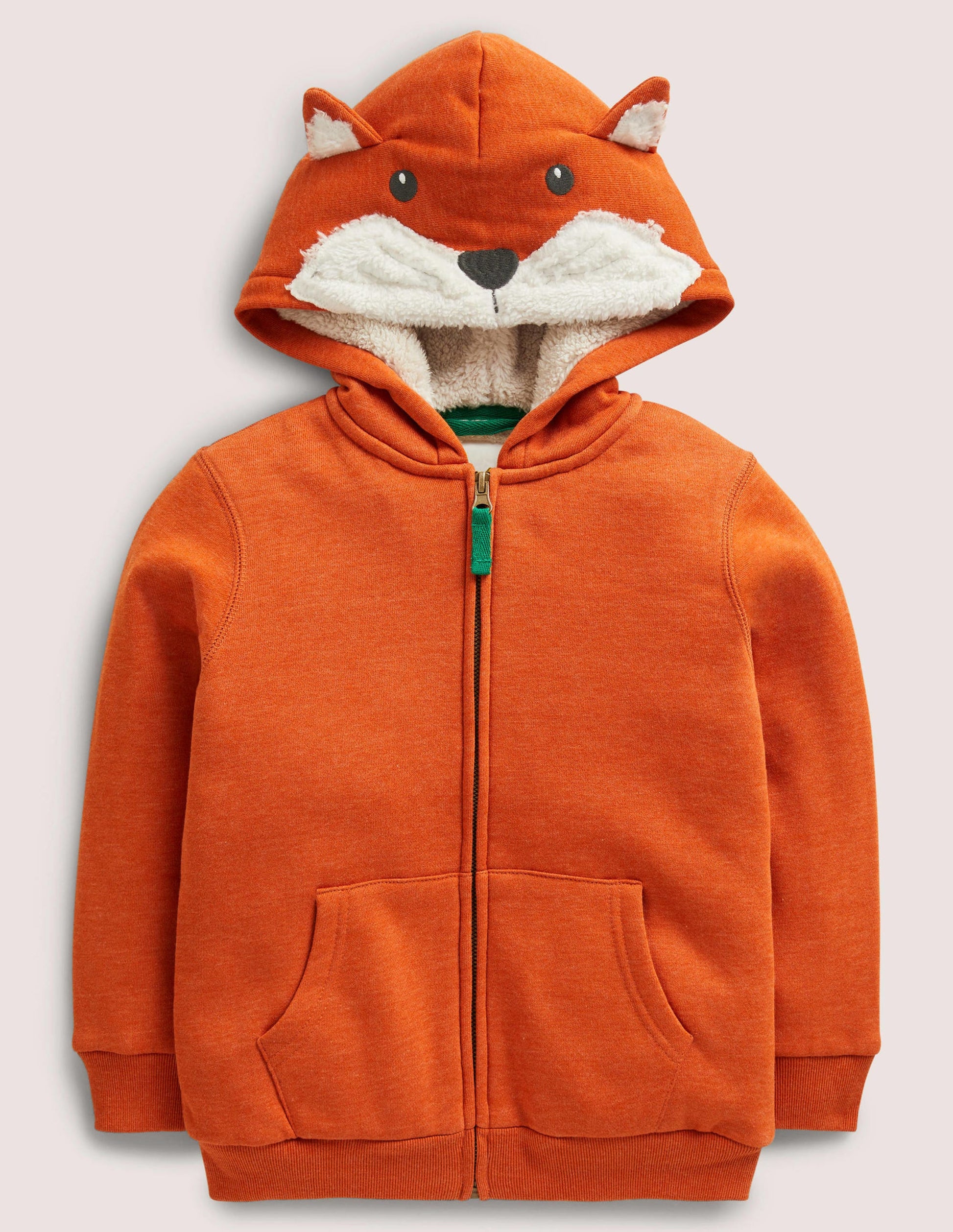 Shaggy-Lined Animal Hoodie-Renard orange chiné-1