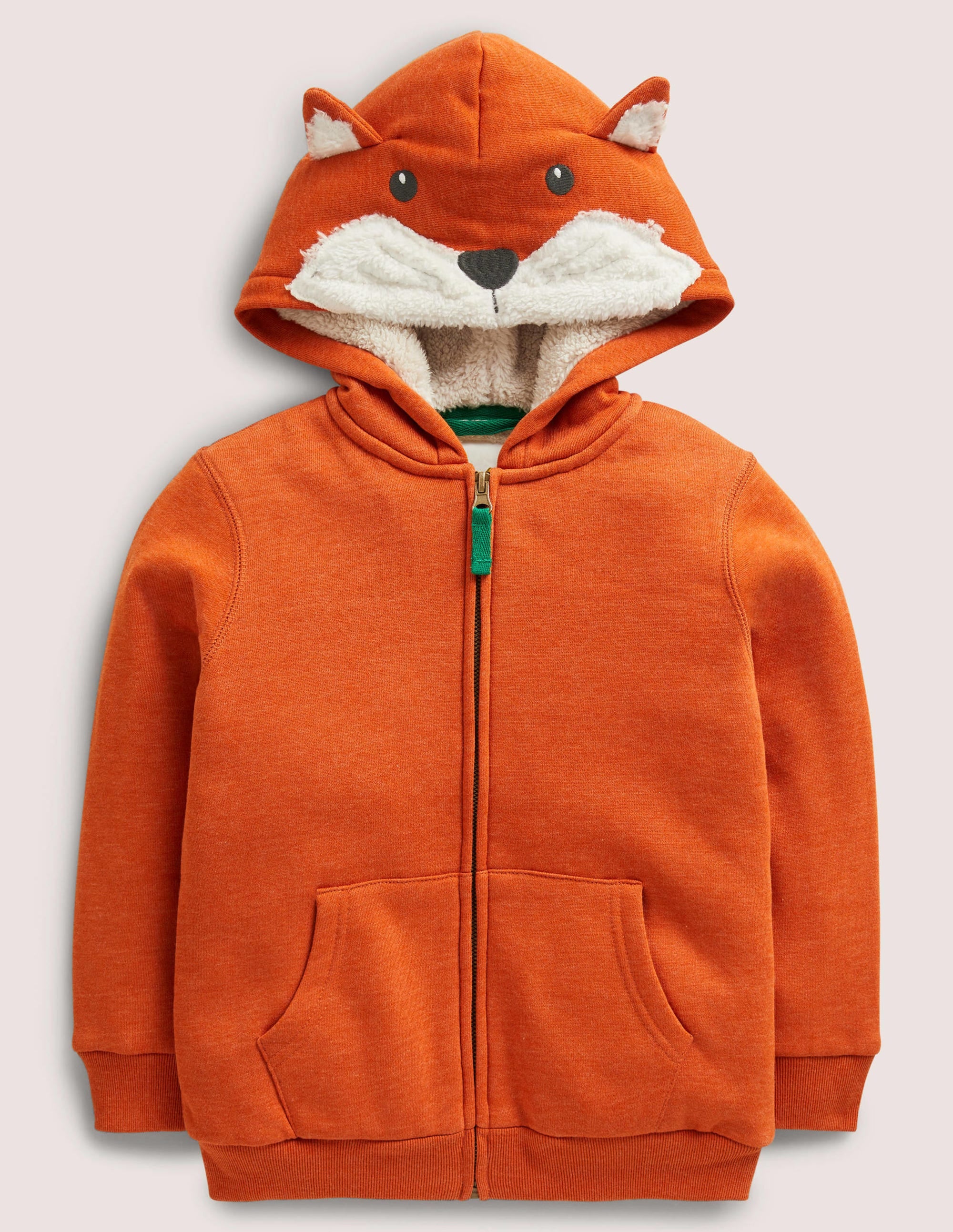 Shaggy-Lined Animal Hoodie-Renard orange chiné - Image 1