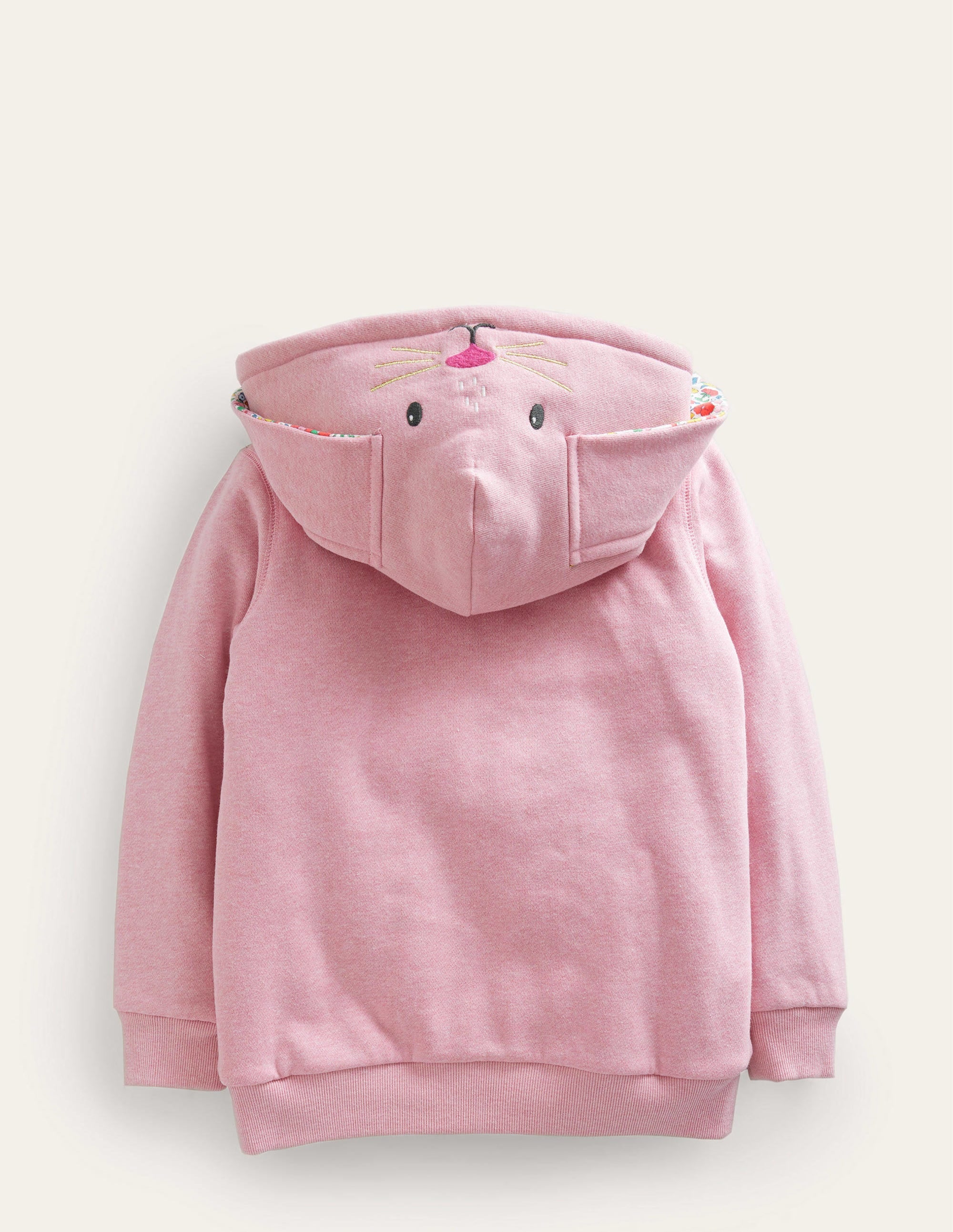 Shaggy-Lined Animal Hoodie-Lapin rose chiné - Image 2