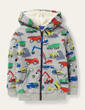 Gemusterter Hoodie mit kuscheligem Futter-Grau Meliert, Baustelle