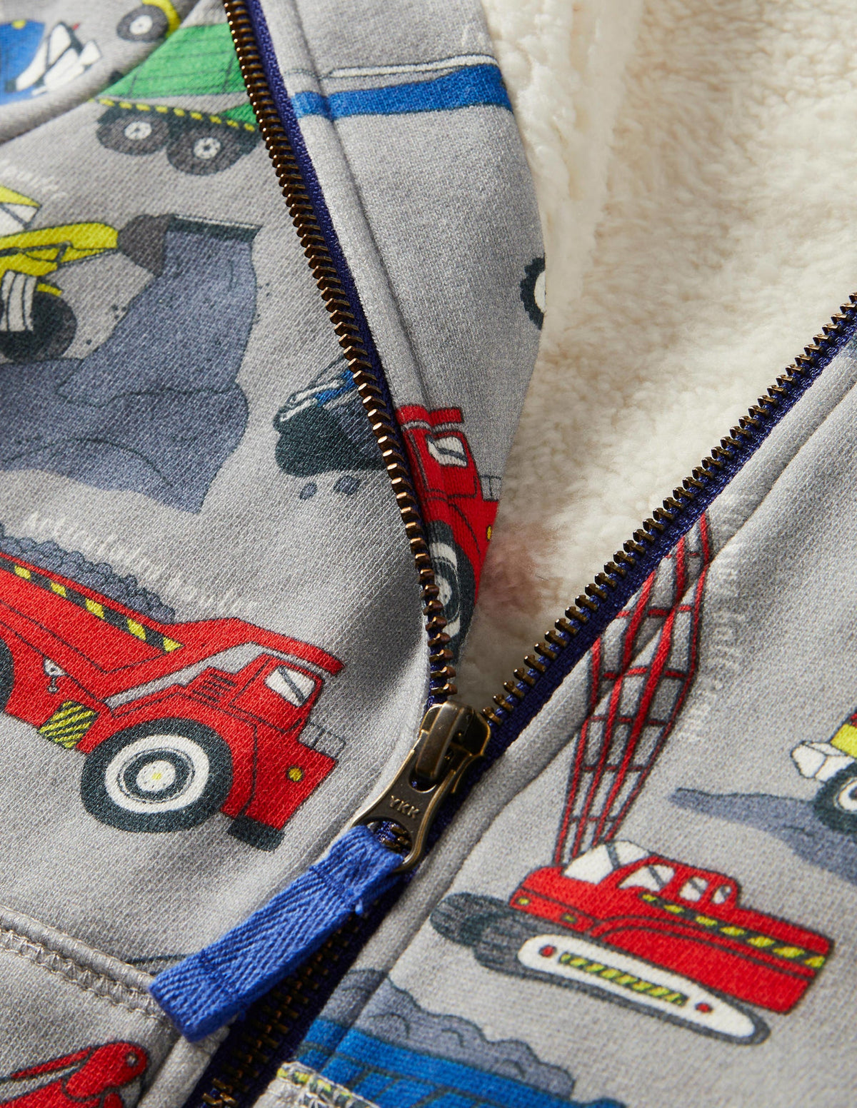 Gemusterter Hoodie mit kuscheligem Futter-Grau Meliert, Baustelle - Image 3