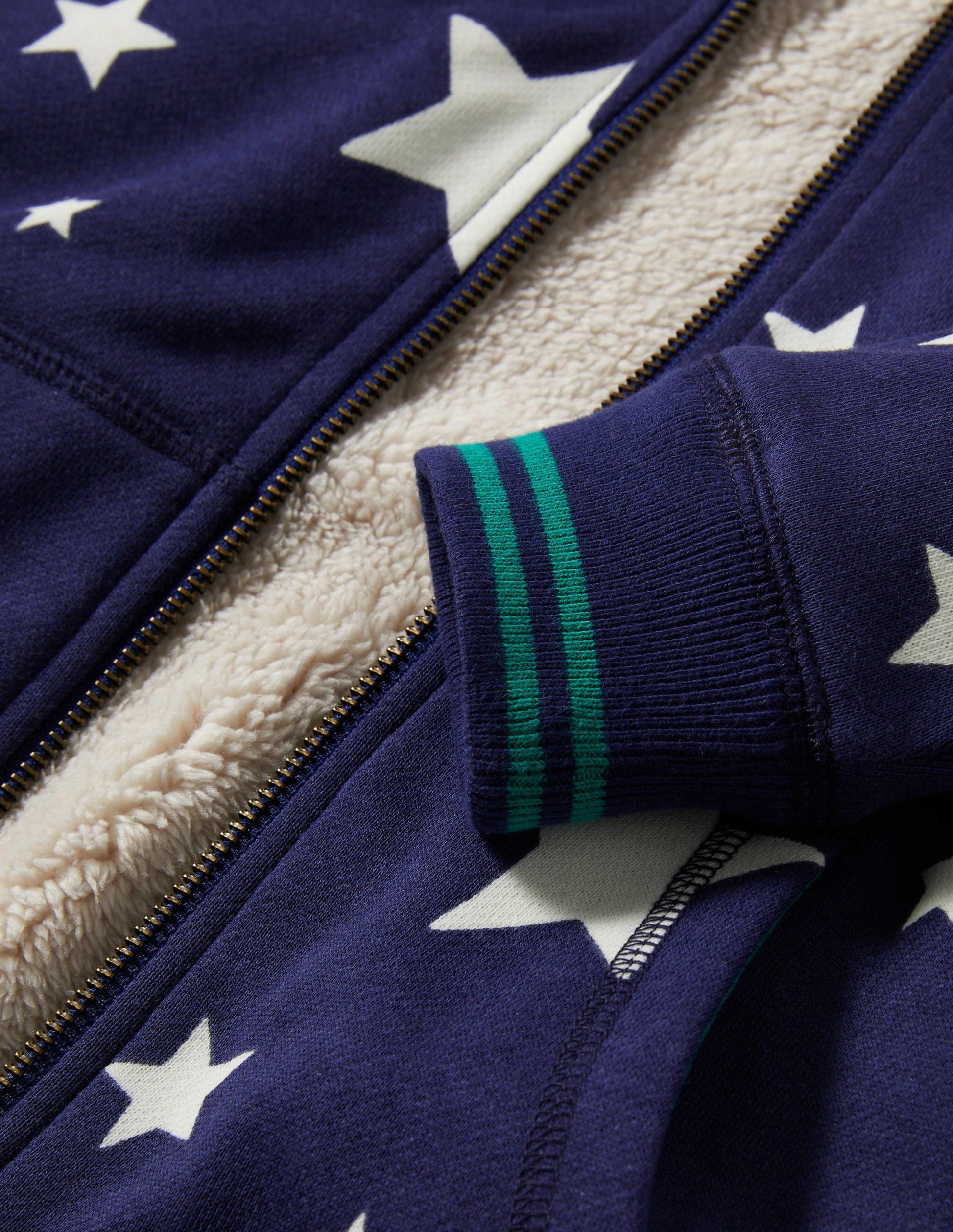 Navy Star Print Fleece-Lined Hoodie-Schuluniform-Navy, Leuchtende Sterne-3