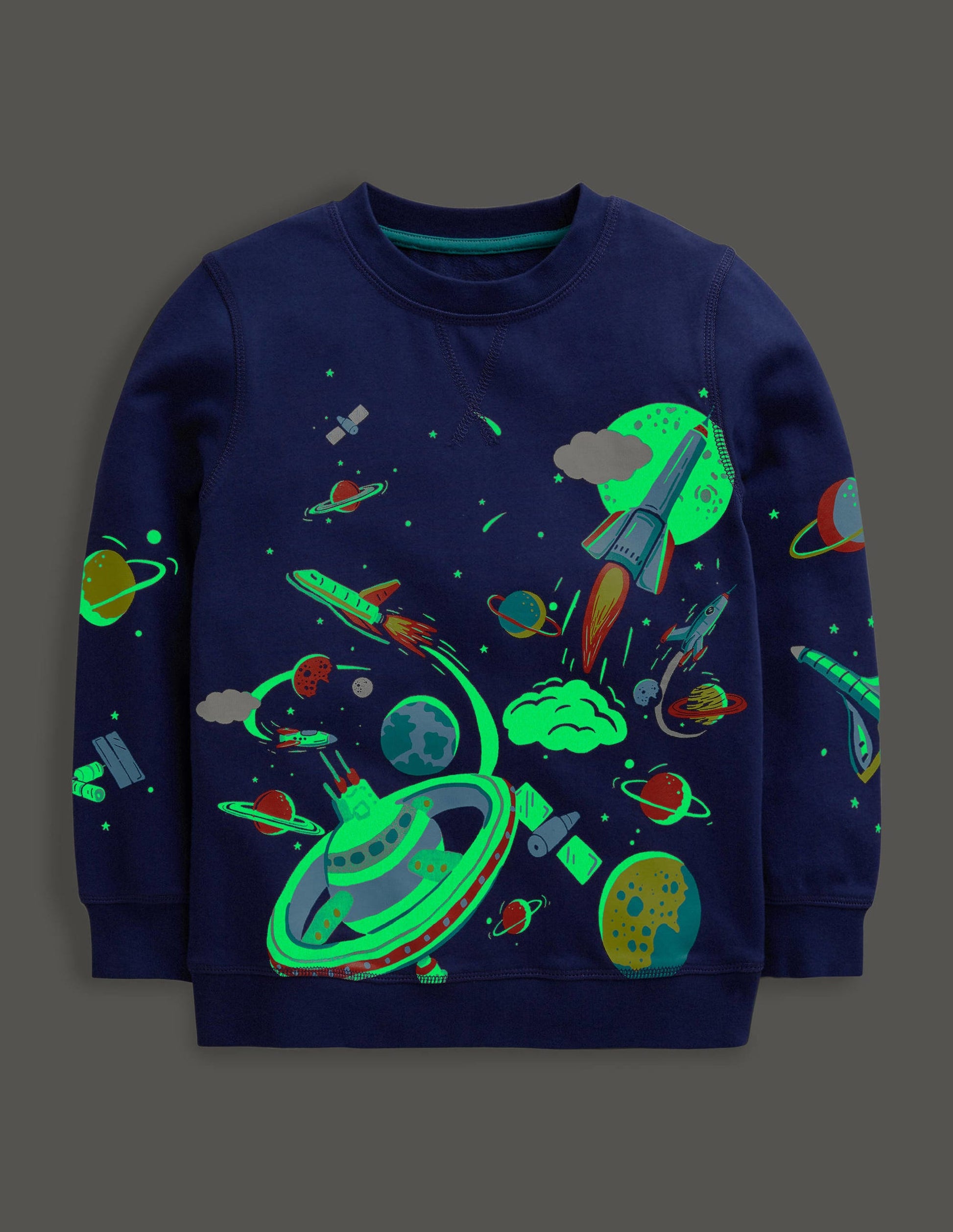 Sweatshirt mit leuchtendem Weltallmotiv-Schuluniform-Navy, Weltallmuster-4