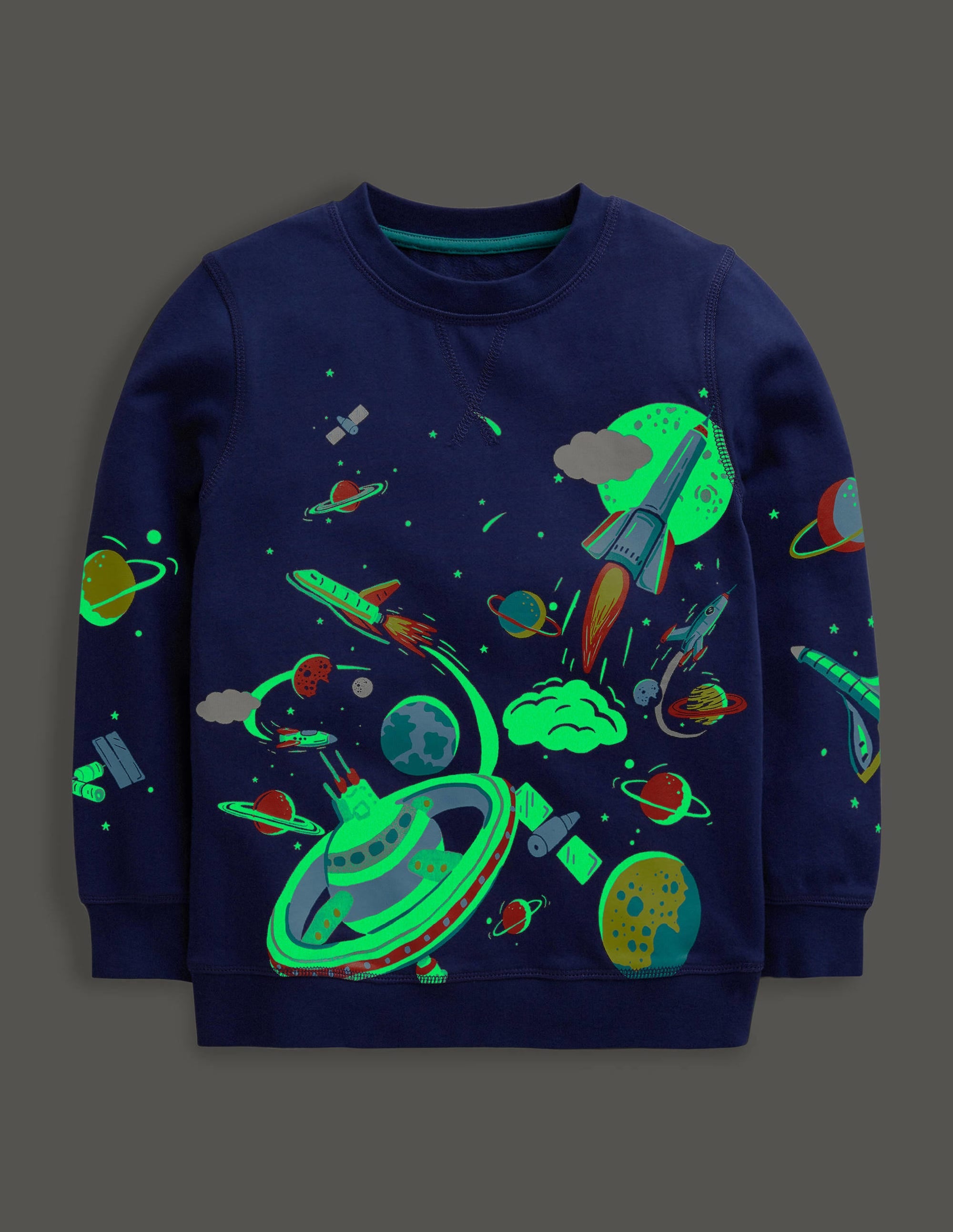 Sweatshirt mit leuchtendem Weltallmotiv-Schuluniform-Navy, Weltallmuster - Image 4